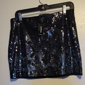 Express Black Sequin Skirt